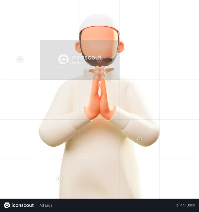 Muslim man giving Ramadan greeting  3D Illustration