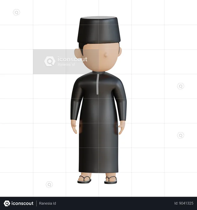 Muslim Man Giving Standing Pose  3D Illustration