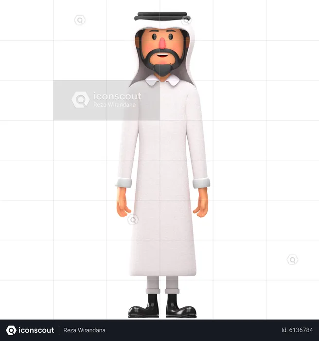 Muslim man giving standing pose  3D Illustration