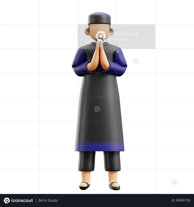 Muslim Man Greeting  3D Illustration