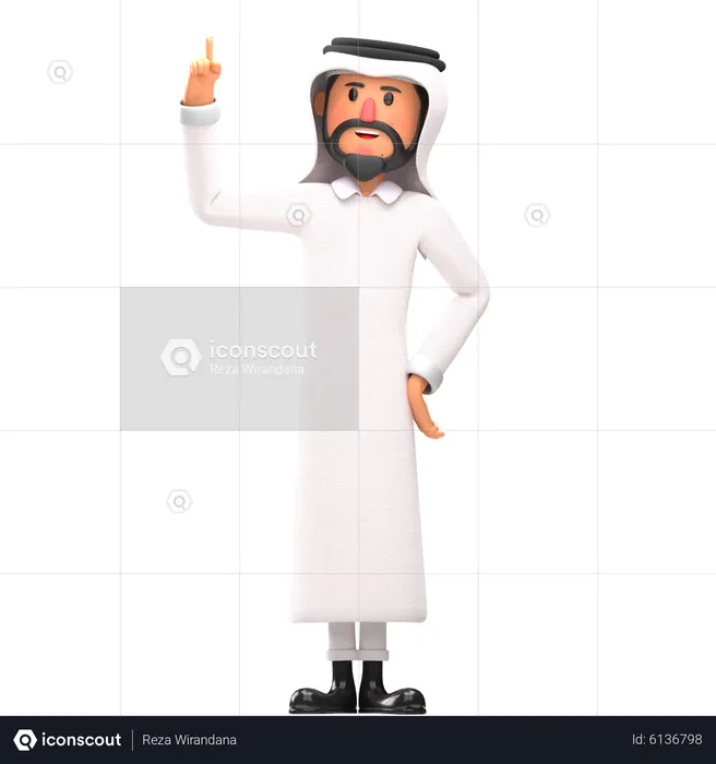 Muslim man pointing up  3D Illustration