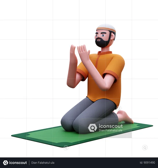 Muslim Man Praying  3D Icon