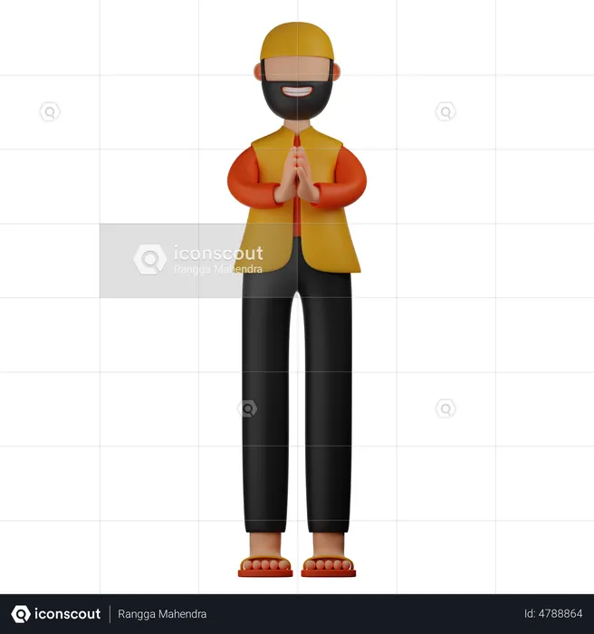 Muslim Man Praying  3D Illustration