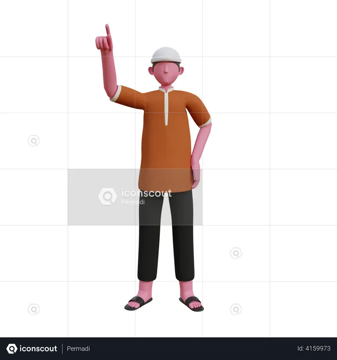 Muslim man raising his finger  3D Illustration