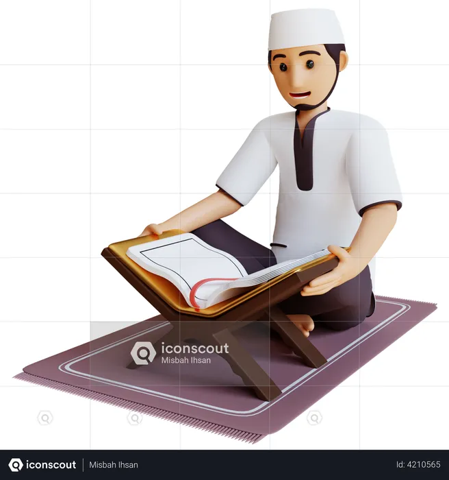 Muslim man read tadarus  3D Illustration