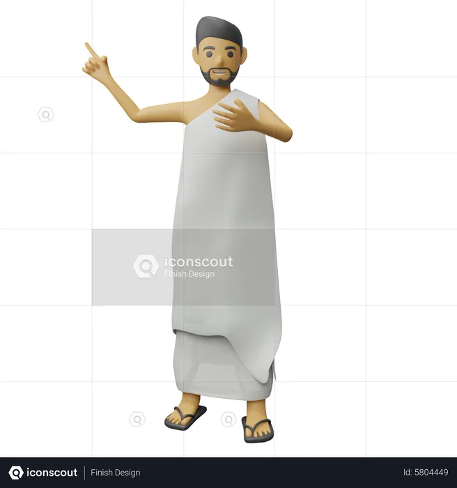 Muslim man showing something  3D Illustration