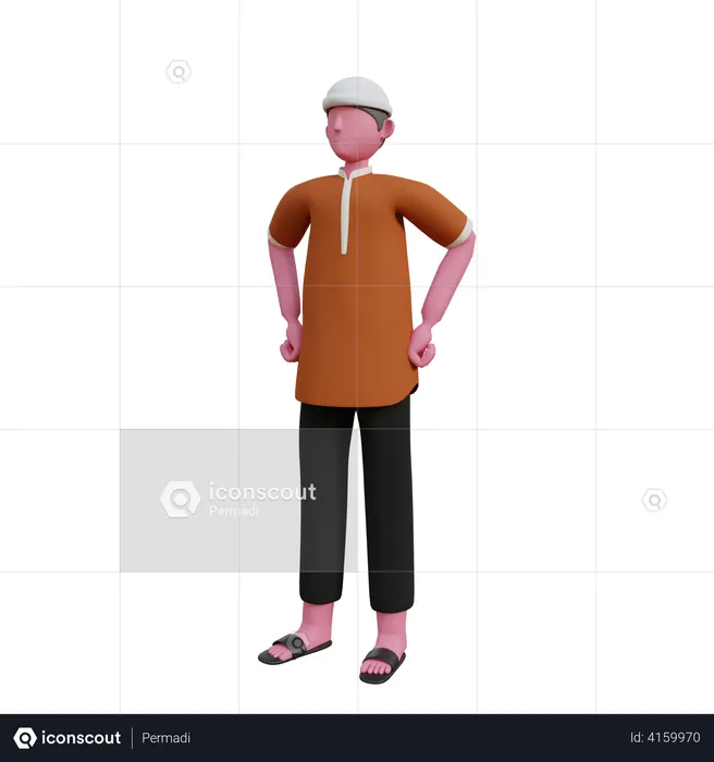 Muslim man Standing  3D Illustration