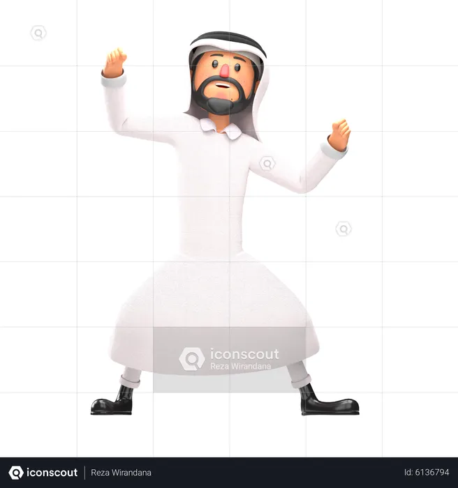 Muslim man stronge pose  3D Illustration