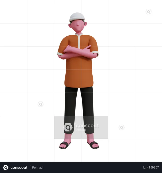 Muslim man with folded arms  3D Illustration