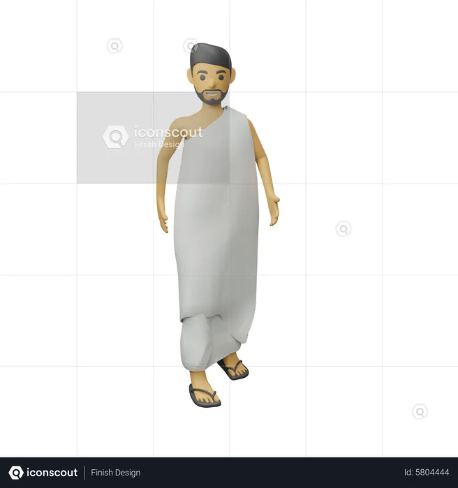 Muslim pilgrimage walking pose  3D Illustration