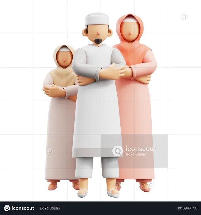 Muslim Praying Together  3D Illustration