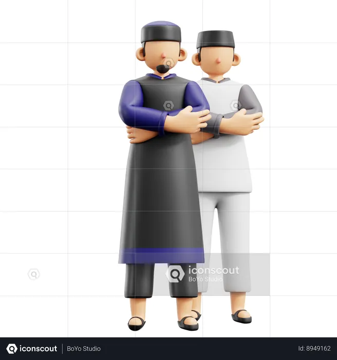 Muslim Praying Together  3D Illustration