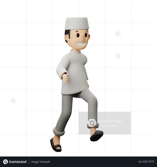 Muslim running pose  3D Illustration