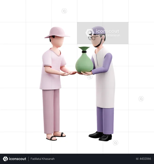 Muslim sharing zakat  3D Illustration