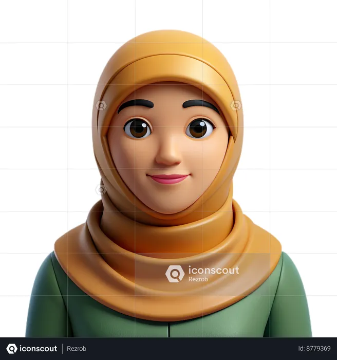 Muslim Woman Avatar  3D Icon