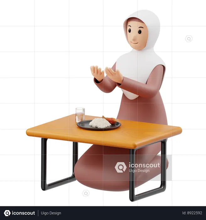 이프타르를 끊는 무슬림 여성  3D Icon