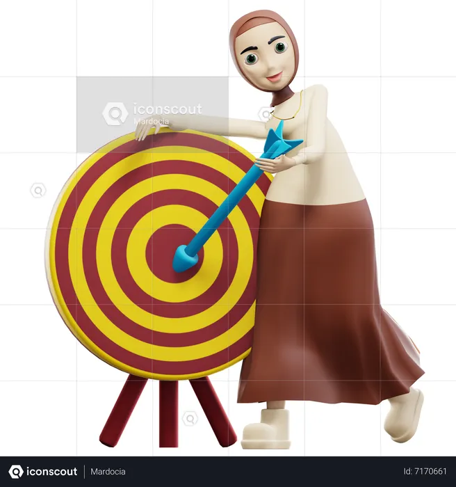 Muslim woman decide target  3D Illustration