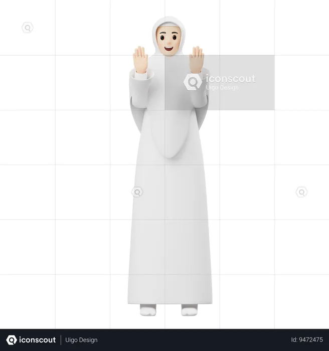 Muslim Woman Doing Islamic Prayer  3D Illustration
