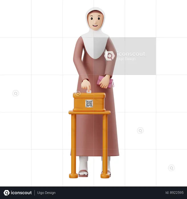 자선을 베푸는 무슬림 여성  3D Icon