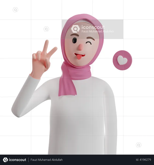 Muslim woman giving pose  3D Illustration
