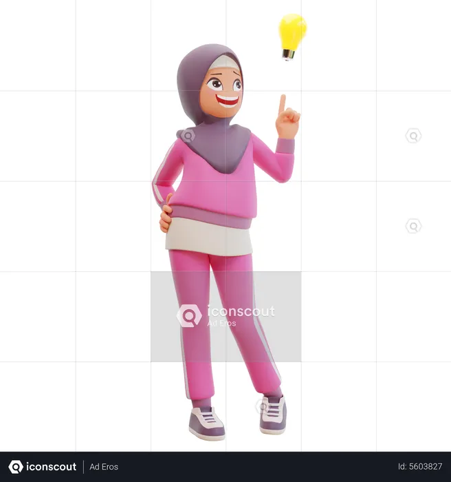 Muslim Woman Got Idea  3D Illustration
