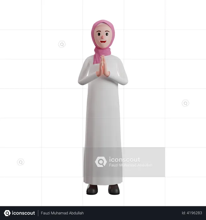 Muslim woman greeting  3D Illustration