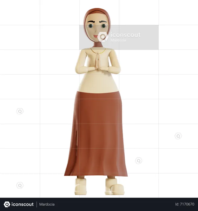 Muslim woman praying  3D Icon