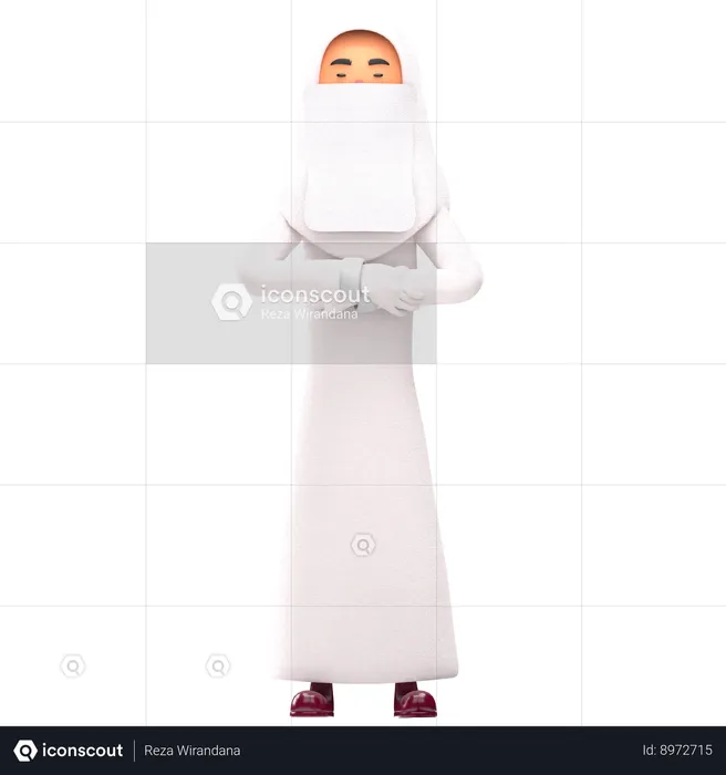 Muslim Woman Praying Pose  3D Illustration