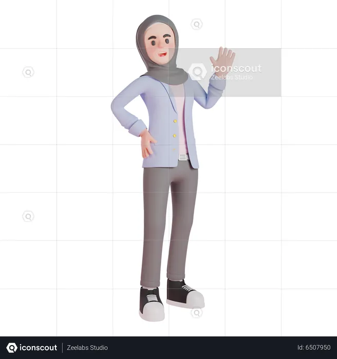 Muslim woman show greeting gesture  3D Illustration