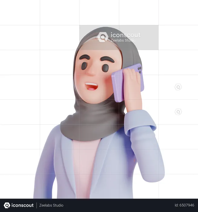 Muslim woman speaking on smartphone  3D Illustration