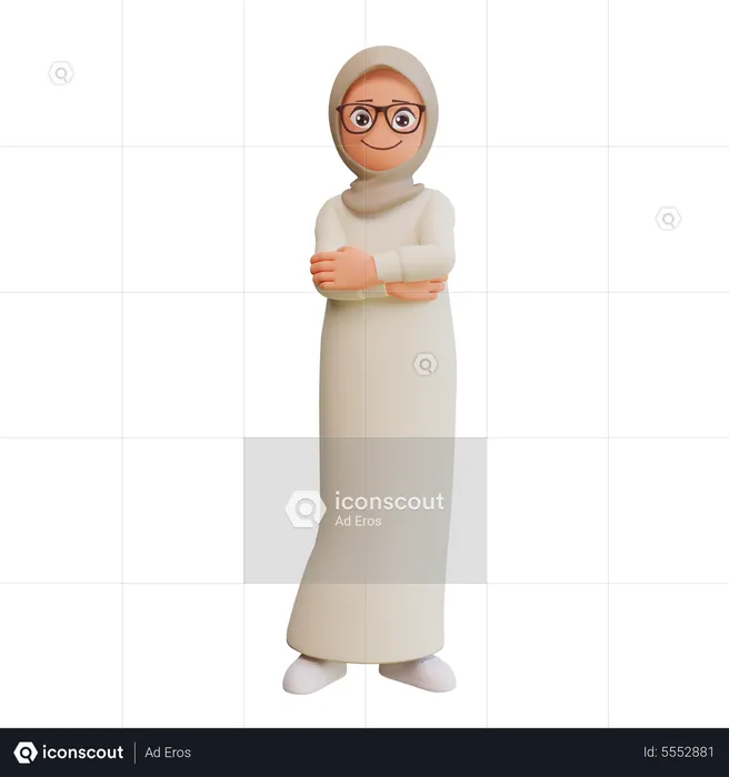 Muslim Woman Standing  3D Illustration
