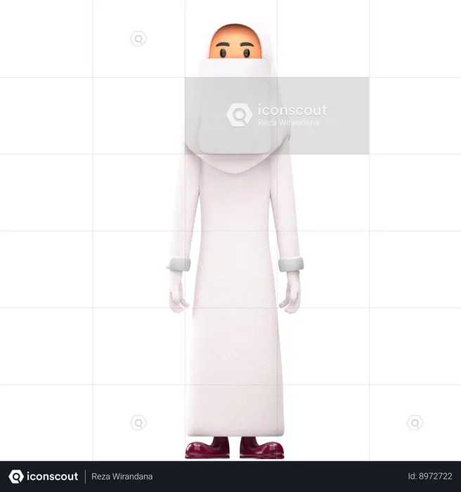 Muslim Woman Standing Pose  3D Illustration