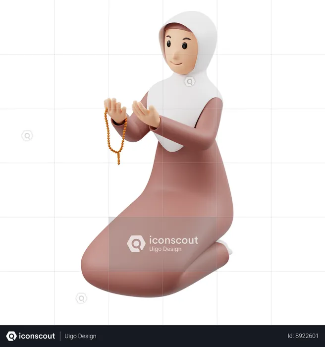 Muslim Women Zhikir  3D Illustration