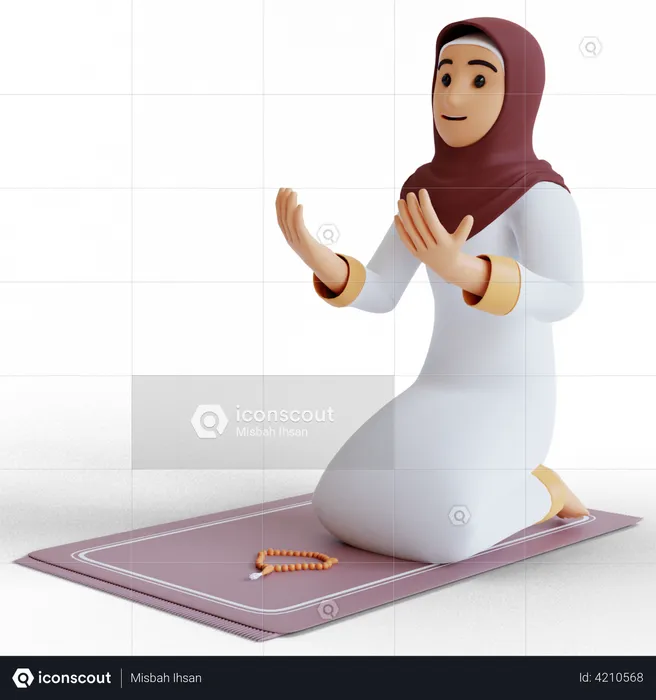 Muslimische Frau betet im Ramadan  3D Illustration