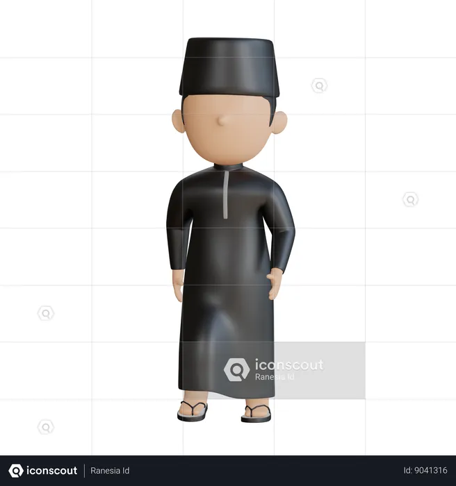 Muslimischer Junge zu Fuß  3D Illustration