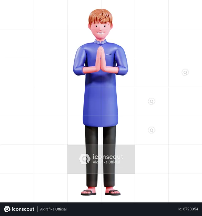 Muslimischer Mann betet  3D Illustration