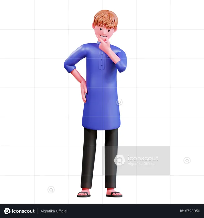 Muslimischer Mann denkt  3D Illustration