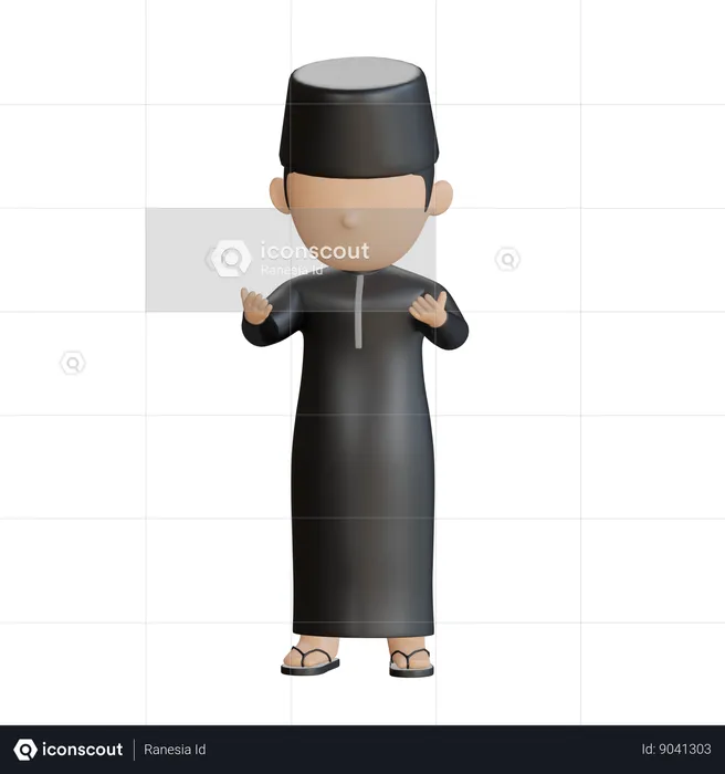 Muslimischer Mann beim Namaz-Gebet  3D Illustration