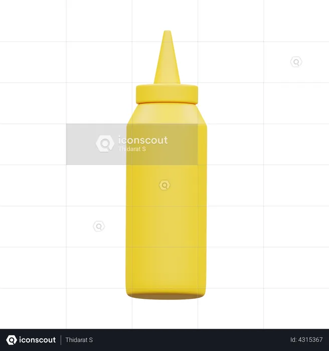 Mustard sauce squeeze bottle  3D Illustration