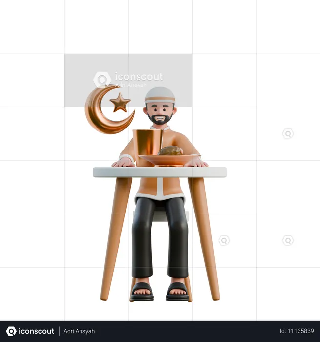 Musulman rompant le jeûne  3D Icon