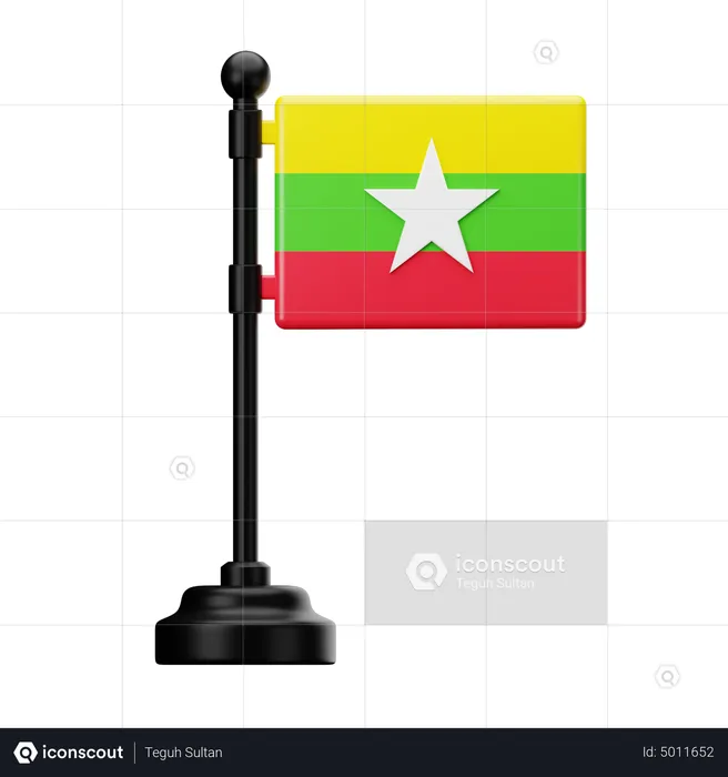 Myanmar Flag Flag 3D Icon