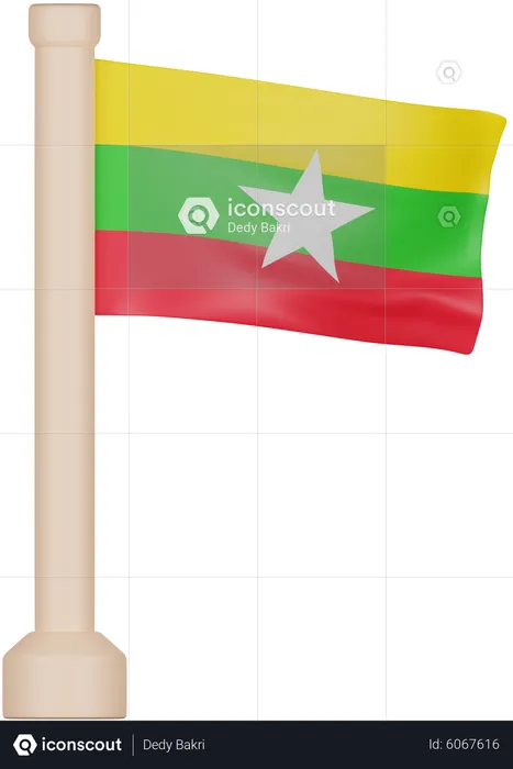 Myanmar Flag Flag 3D Icon