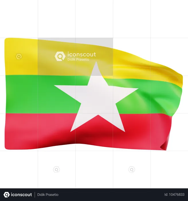 Myanmar Flagge Flag 3D Icon