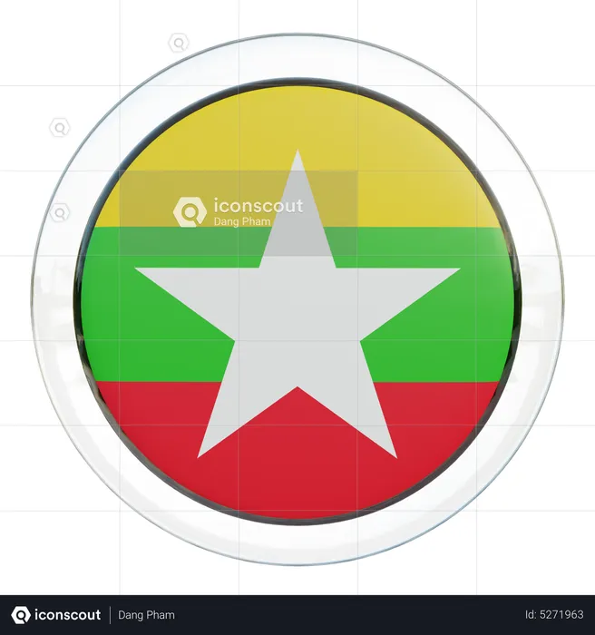 Myanmar Round Flag Flag 3D Icon