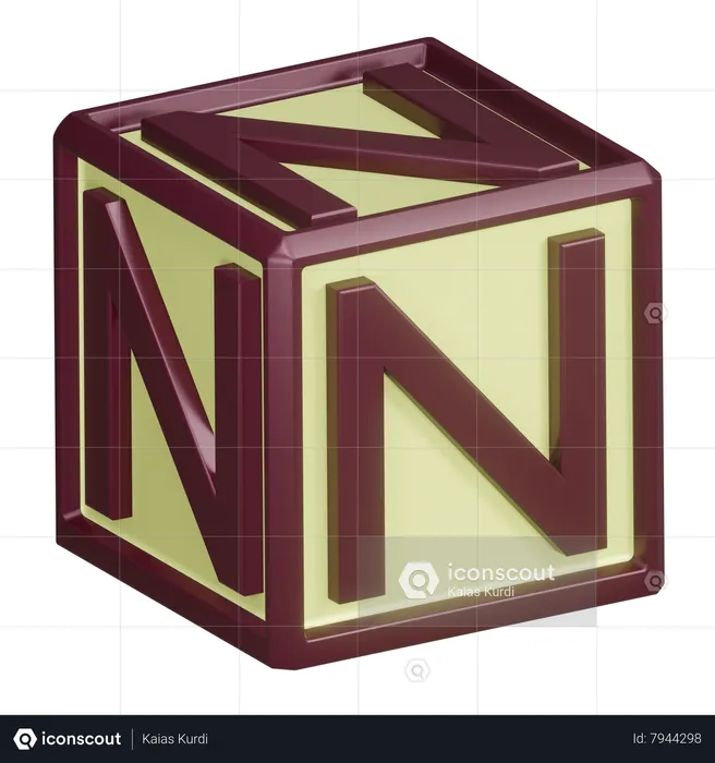 N Alphabet Letter  3D Icon