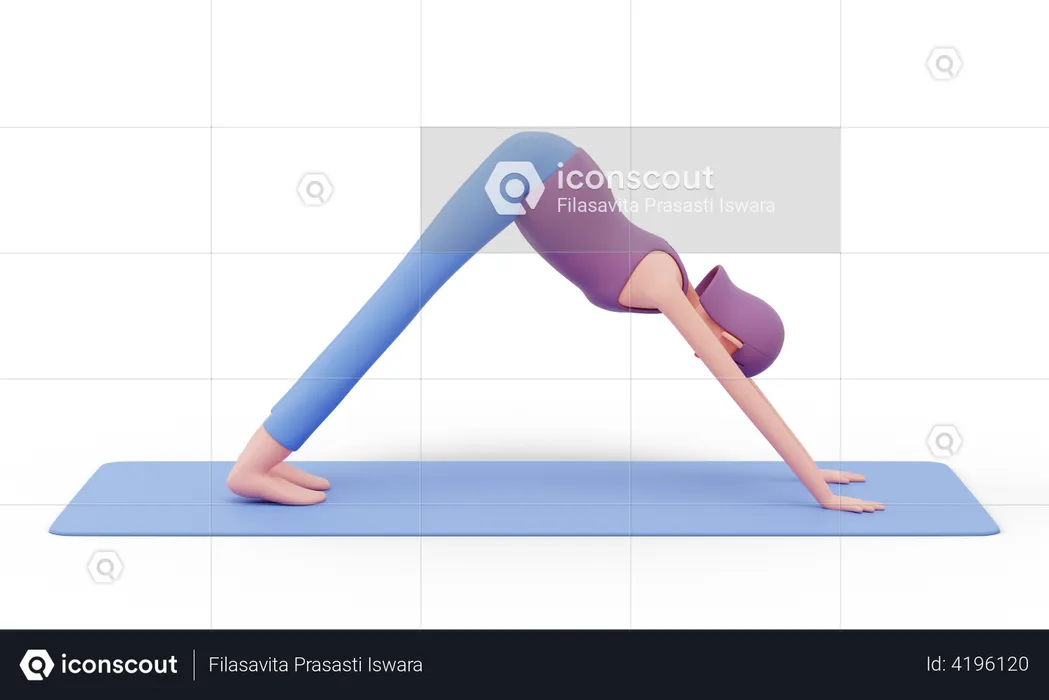 Nach unten gerichtete Yogapose  3D Illustration