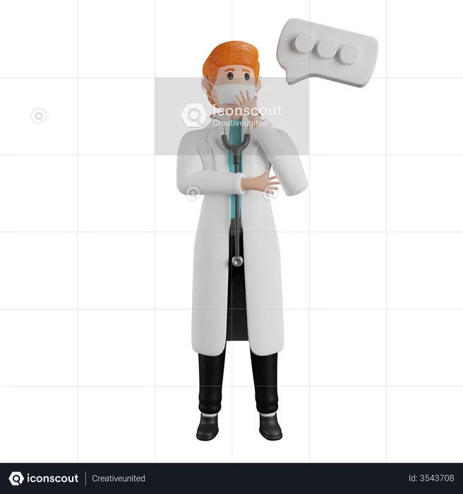 Nachdenklicher Arzt  3D Illustration