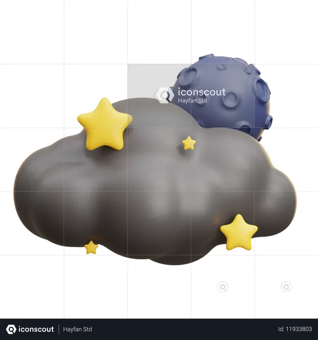 Nachtwolke mit Sternen  3D Icon