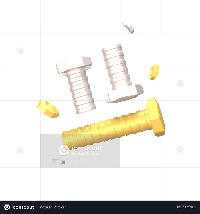 Nail and nuts  3D Icon