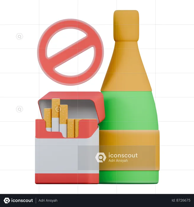 Não fume e álcool  3D Icon